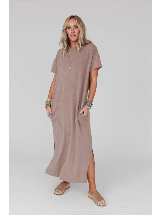 Three Birds Nest The Nest Easy Days Maxi Slit Tee Dress Size L - Picture 4 of 9